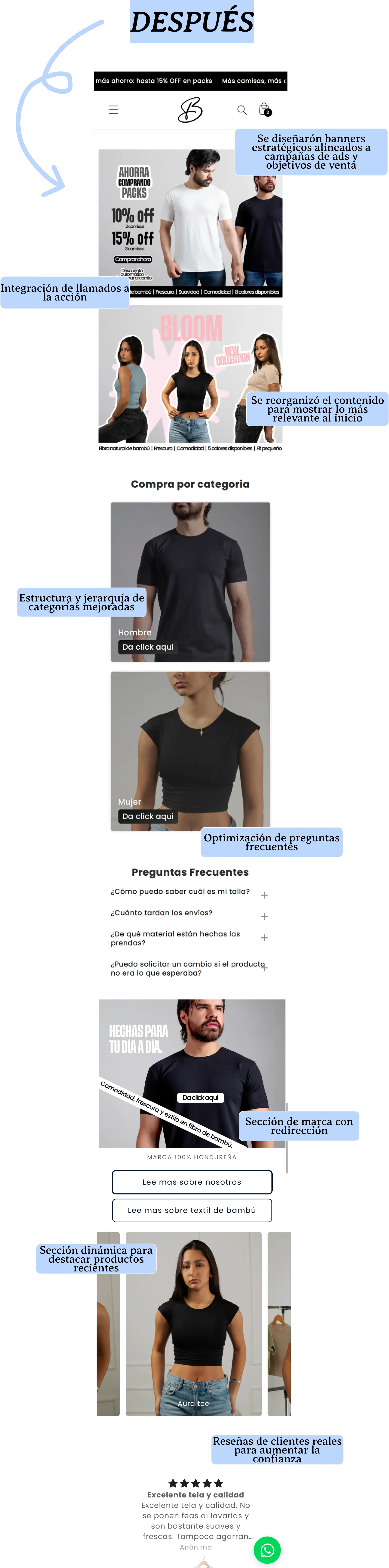 Sitio web Bamba después del rediseño enfocado en conversión