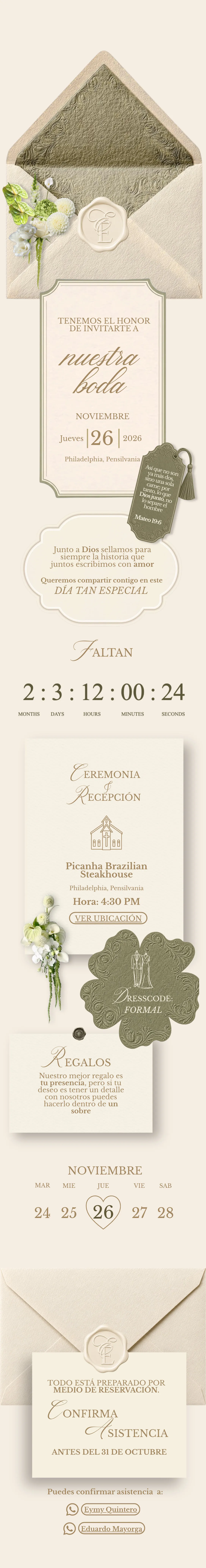 Wedding website de Eduardo y Eymi con invitación digital